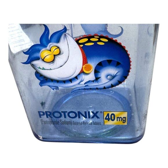 Protonix Promotional 40mg Blue Transparent Storage Jar Cookie Jar Drug Rep Lid - Picture 5 of 8